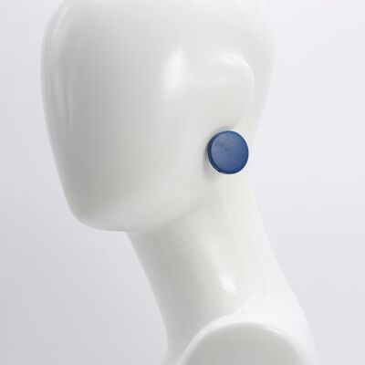 Boucles d'oreilles clips disque 3 cm en bois - Panton Classic Blue