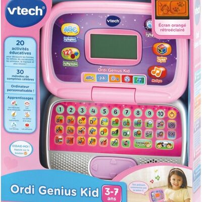 Niño genio de la computadora rosa