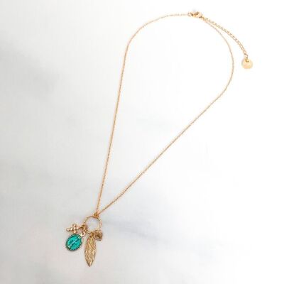 Mary Turquoise grigris necklace