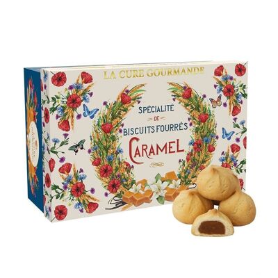 Schachtel mit mit Karamell gefüllten Keksen