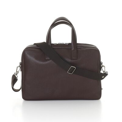 Antoine Grained leather briefcase Burnished earth