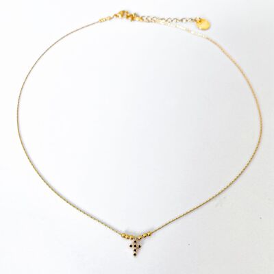 Mini black cross snake chain necklace