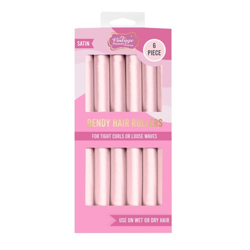 Satin Bendy Hair Rollers Pink 6pc