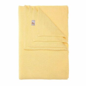 Couverture tricotée en coton (jaune) 120x90 1