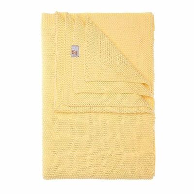 Couverture tricotée en coton (jaune) 120x90