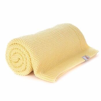 Couverture tricotée en coton (jaune) 120x90 2