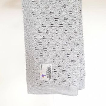 Couverture en coton tricoté style BOHO (Gris) 90x90 4