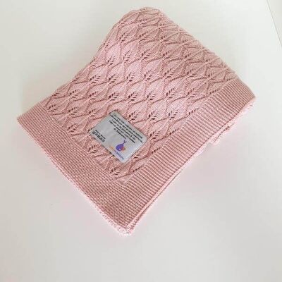 BOHO style Knitted Cotton Blanket (Pink) 90x90