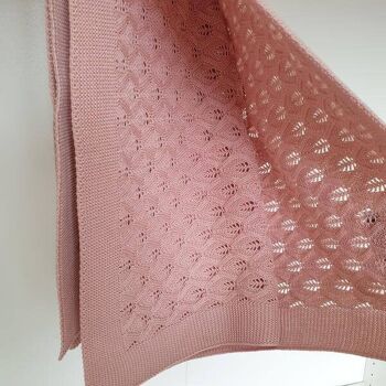 Couverture en coton tricoté style BOHO (Rose) 90x90 2