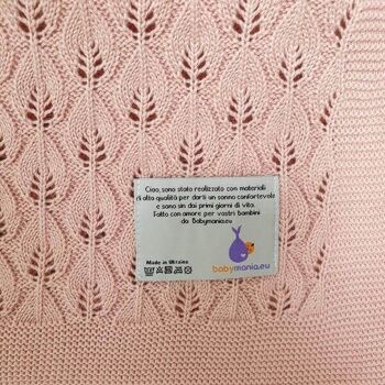 Couverture en coton tricoté style BOHO (Rose) 90x90 4