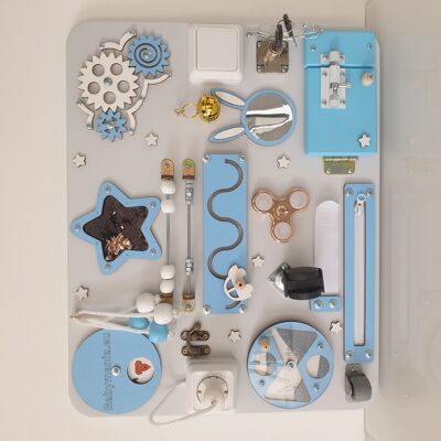 Panel Sensorial Montessori Azul Claro de Babymania