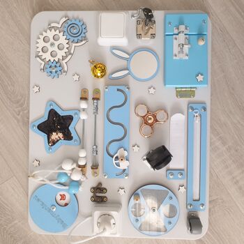 Activité de panneau sensoriel Montessori bleu clair Babymania 9