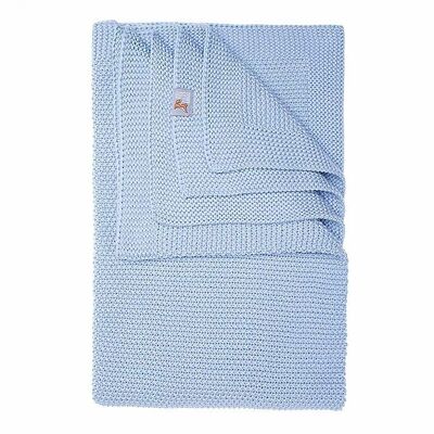 Couverture tricotée en coton (bleu clair) 120x90
