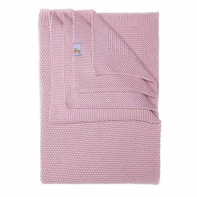 Couverture tricotée en coton (rose) 120x90