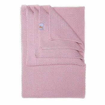 Couverture tricotée en coton (rose) 120x90 1