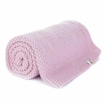 Couverture tricotée en coton (rose) 120x90 2