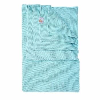 Couverture tricotée en coton (menthe) 120x90 1