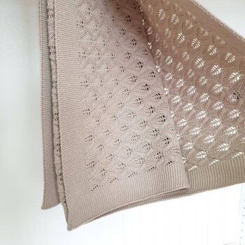 Couverture en coton tricoté style BOHO (Beige) 90x90 2