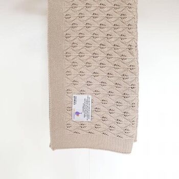 Couverture en coton tricoté style BOHO (Beige) 90x90 3
