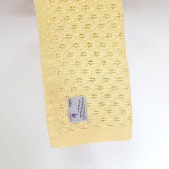Couverture en coton tricoté style BOHO (Jaune) 90x90 3