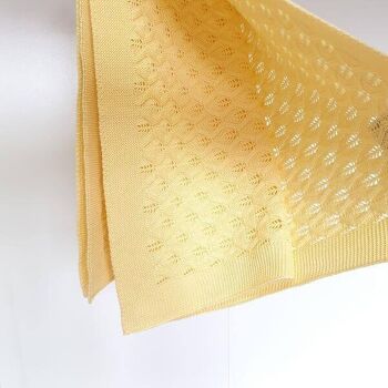 Couverture en coton tricoté style BOHO (Jaune) 90x90 7