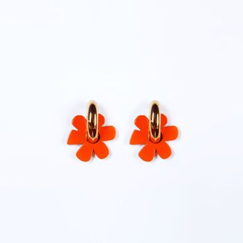 Boucles d'Oreilles CAPUCINE Orange fluo + gros anneau