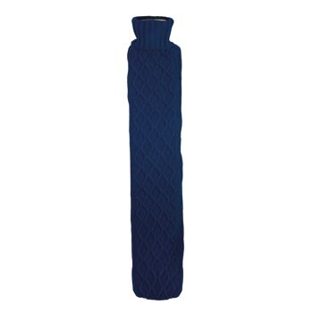Bouillotte longue en tricot épais bleu marine 2