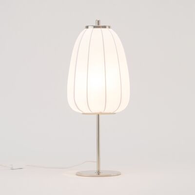 Lámpara de mesa blanca de tela suave