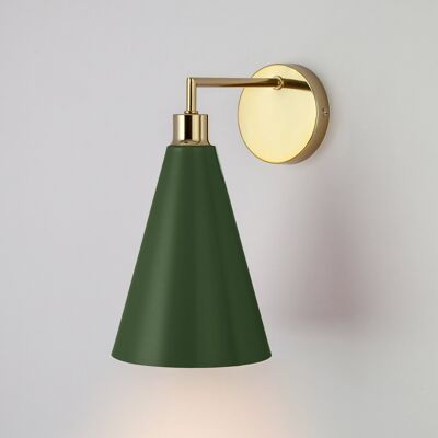 Cone Shade Wall Light in Olive