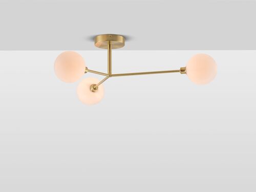 3 Light Flush Ceiling Light in Brass