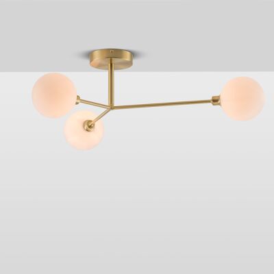 3 Light Flush Ceiling Light in Brass