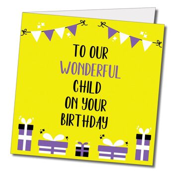À notre merveilleux enfant lors de votre carte de vœux non binaire d’anniversaire. Carte d’anniversaire non binaire. 2