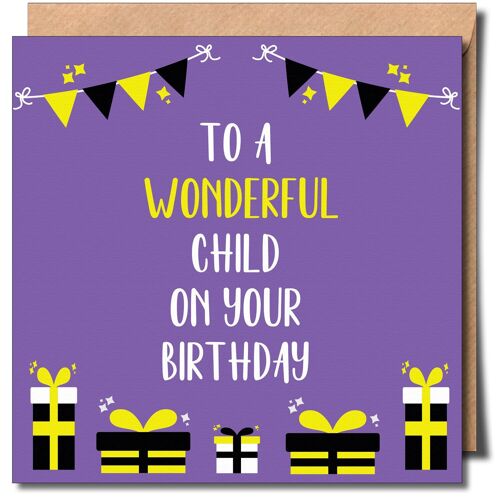 To a Wonderful Child on your Birthday Non-Binary Greeting Card. Non-Binary Birthday Card.