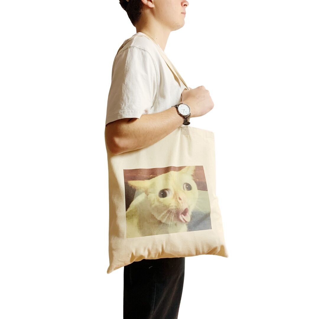 Buy wholesale Cat Gagging Meme Tote Bag Funny Kitty Feline Bag Iconic Meme