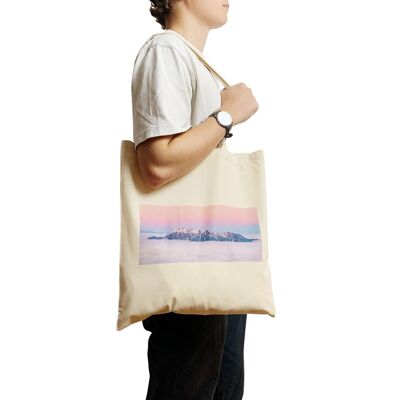 Pink Mountain Tote Bag Psychedelic Aesthetic Dreamscape