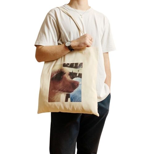 Sassy Dog Meme Tote Bag Eyelashes on Fleek Y2K Aesthetic Ico