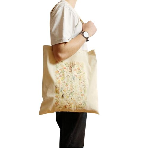 Adolphe Millot Vintage Botanical Art Tote Bag Flower Floral