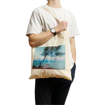 Borsa tote in tela dipinta di Claude Monet Antibes