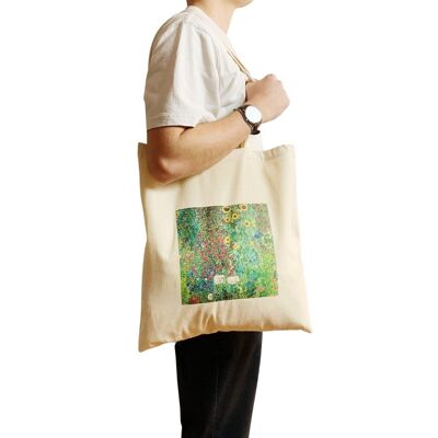 Gustav Klimt Tote Bag Jardin De Fleurs Lumineux Floral Vintage Ar