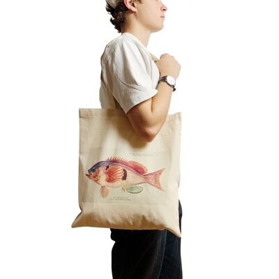 Vintage asiatische japanische Südpazifik Tiefseefisch-Einkaufstasche