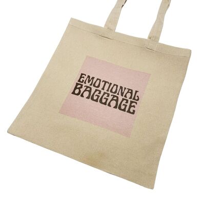 Emotionaler Gepäck-lustiger Einkaufstaschendruck