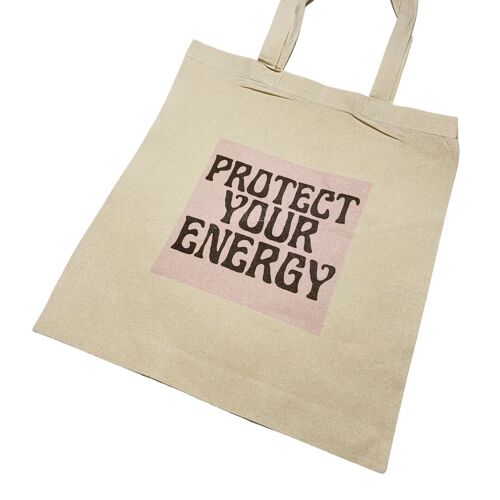 Protect Your Energy Tote Bag Slogan Print Cosmic Zodiac Bag