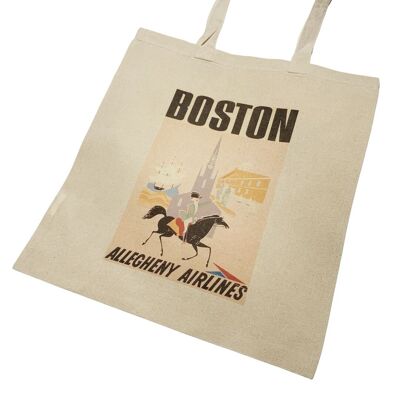 Borsa tote con poster da viaggio Boston USA Arte vintage Massachusetts