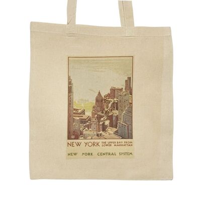 Arte del poster di viaggio vintage della borsa tote di New York Manhattan