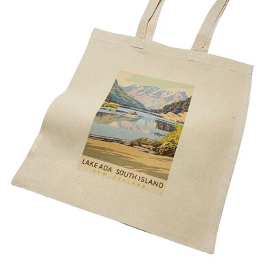 New Zealand Lake Ada Tote Bag Vintage Art Travel Poster