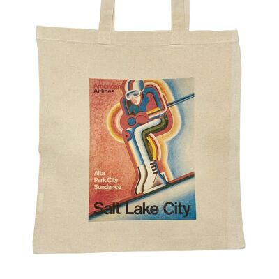 Cartel de viaje vintage de la bolsa de asas de esquí de Salt Lake City Lámina artística