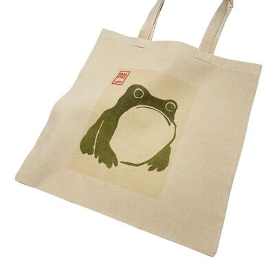 Borsa tote Matsumoto Hoji Frog Arte giapponese in xilografia vintage