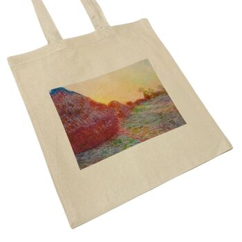 Claude Monet Haystack Tote Bag Vintage Art Sunset Print Aest 3