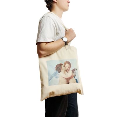 Borsa tote Angel First Kiss di William-Adolphe Bouguereau