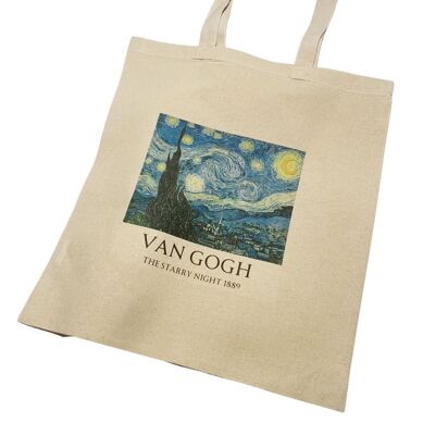Van Gogh Starry Nigh Vintage Art Tote Bag avec titre